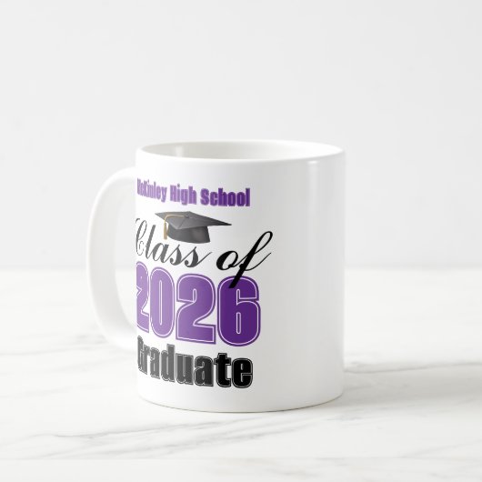 Purple Class of 2026 Graduation Keepsake Kaffeetasse (Vorderseite Links)