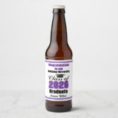 Purple Class of 2026 Graduation Party Custom Bierflaschenetikett (Vorderseite)