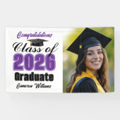 Purple Class of 2026 Graduation Party Photo Banner (Horizontal)