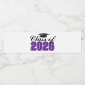Purple Class of 2026 Graduation Party Wasserflaschenetikett (Einzelnes Label)
