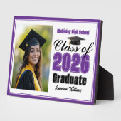 Purple Class of 2026 Graduation Photo Fotoplatte (Seite)