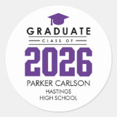 Purple Class of 2026 Graduation Sticker (Vorderseite)
