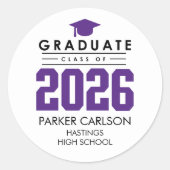 Purple Class of 2026 Graduation Sticker (Vorderseite)