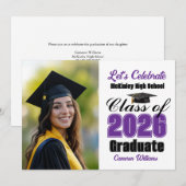 Purple Class of 2026 Photo Graduation Party Einladung (Vorne/Hinten)
