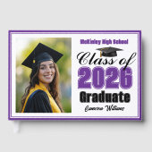 Purple Class of 2026 Photo Small Graduation Gästebuch (Vorderseite)