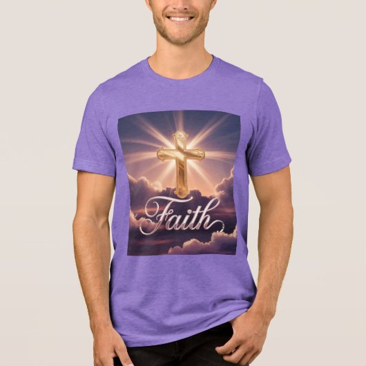 Purple Clouds Gold Cross Faith Tri-Blend Shirt (Vorderseite)