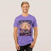 Purple Clouds Gold Cross Faith Tri-Blend Shirt (Vorderseite voll)