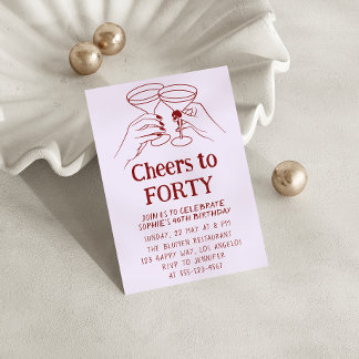 Purple Cocktail “Cheers to Forty 40th Birthday Einladung