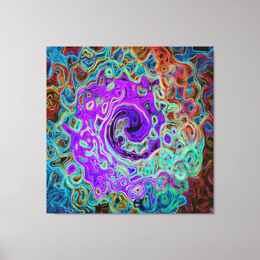 Purple Colorful Groovy Abstract Retro Liquid Swirl Leinwanddruck (Vorderseite)