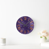 Purple Copper Rose Velvet Minimal Metallic Urban Runde Wanduhr (Zuhause)