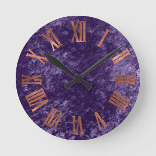 Purple Copper Rose Velvet Minimal Metallic Urban Runde Wanduhr