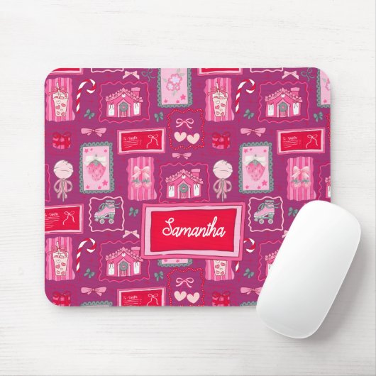 Purple Coquette aesthetic girly whimsical pattern Mousepad (Mit Mouse)