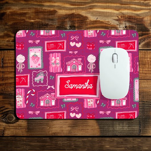 Purple Coquette aesthetic girly whimsical pattern Mousepad