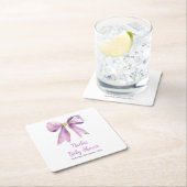Purple Coquette Bow Baby Shower Rechteckiger Pappuntersetzer (Vor Ort)