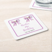 Purple Coquette Bow Birthday Party Rechteckiger Pappuntersetzer (angewinkelt)