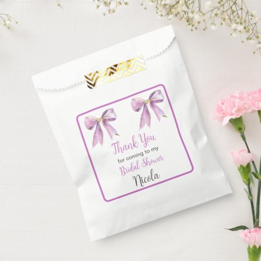 Purple Coquette Bow Bridal Shower Geschenktütchen (Versiegelt)