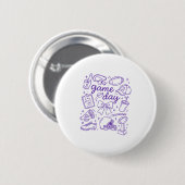 Purple Coquette Bow Cheer Game Day Doodle Touchdow Button (Vorne & Hinten)
