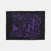 Purple Coquette Bow Cheer Game Day Doodle Touchdow Fleecedecke (Vorderseite (Horizontal))