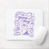 Purple Coquette Bow Cheer Game Day Doodle Touchdow Mousepad (Mit Mouse)