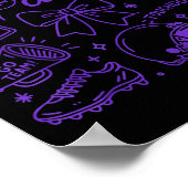 Purple Coquette Bow Cheer Game Day Doodle Touchdow Poster (Ecke)