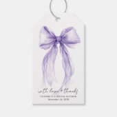 Purple Coquette Bow Watercolor Bridal Shower Geschenkanhänger (Vorderseite)