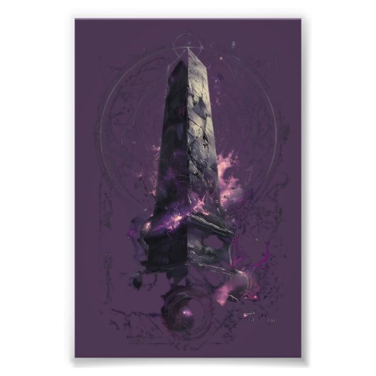 Purple Cosmic Obelisk Occult Dark Art Fotodruck (Vorne)