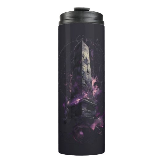 Purple Cosmic Obelisk Occult Dark Art Thermosbecher (Vorderseite)
