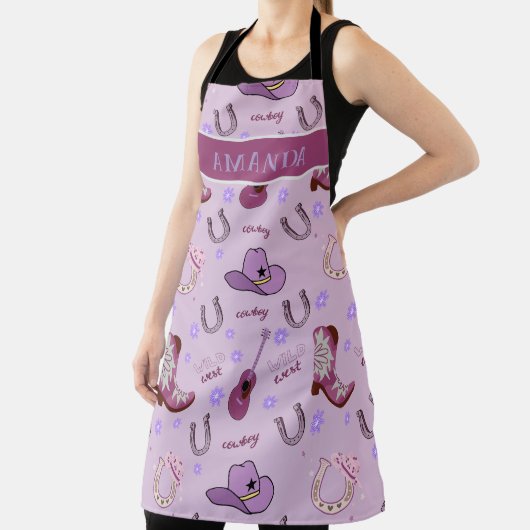 Purple Cowboy Wild West All over print Pattern Schürze (InSitu)