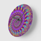 Purple Crazy Fractal Runde Wanduhr (Winkel)