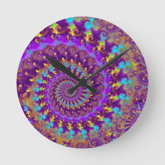 Purple Crazy Fractal Runde Wanduhr (Vorderseite)
