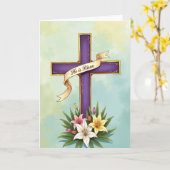 Purple Cross Floral Blessing Card Karte (Gelbe Blume)