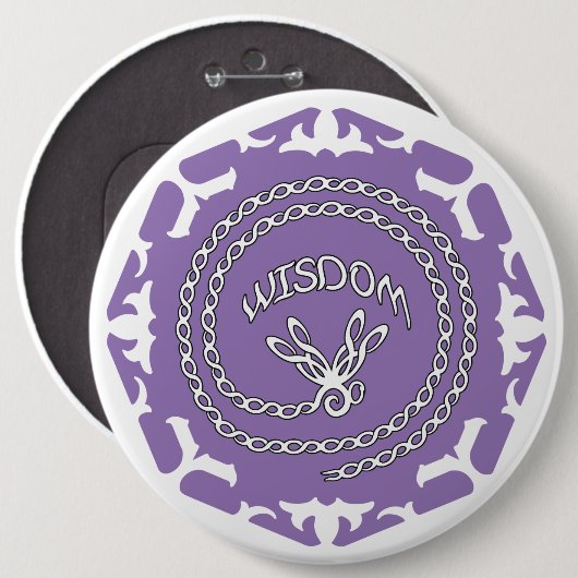 Purple Crown Chakra "Wisdom" Dragonfly White BG Button (Vorne & Hinten)