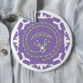 Purple Crown Chakra "Wisdom" Dragonfly White BG Button (Beispiel)