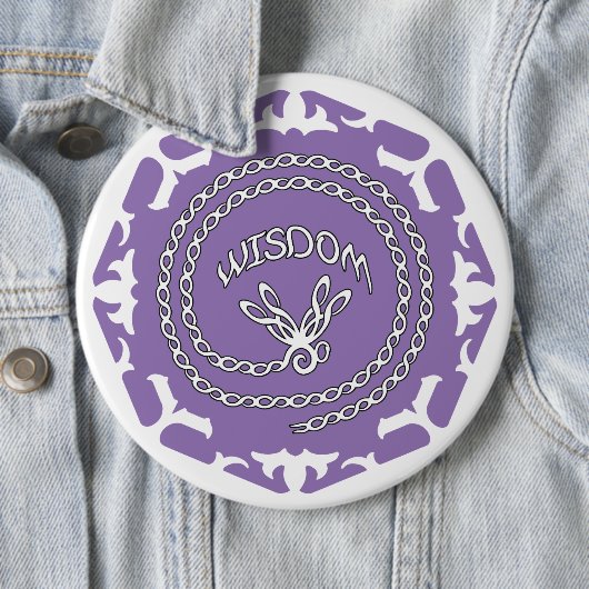 Purple Crown Chakra "Wisdom" Dragonfly White BG Button (Beispiel)