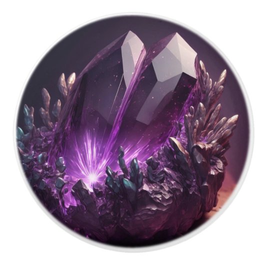 Purple Crystal Amethyst Jewel Ceramic Knob Keramikknauf (Vorderseite)