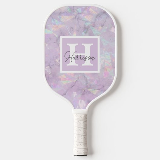 Purple Crystal Geode Monogram & Name Personalized Pickleball Schläger (Vorderseite)