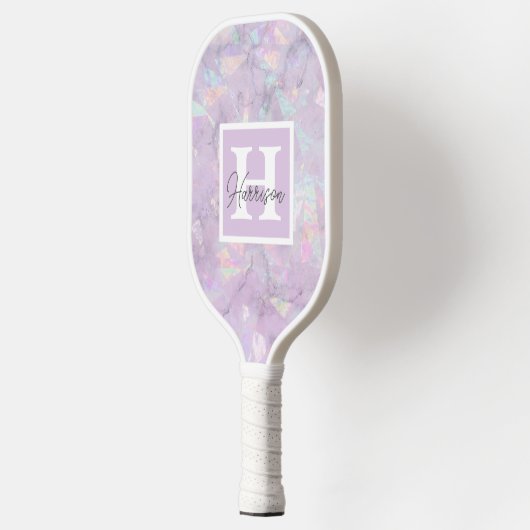 Purple Crystal Geode Monogram & Name Personalized Pickleball Schläger (Links)