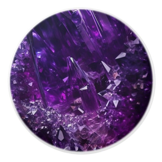 Purple Crystal Jewel Amethyst Ceramic Knob Keramikknauf (Vorderseite)