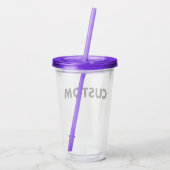 PURPLE Custom Acrylic Tumbler Blank w/ Lid & Straw Acryltrinkbecher (Rückseite)
