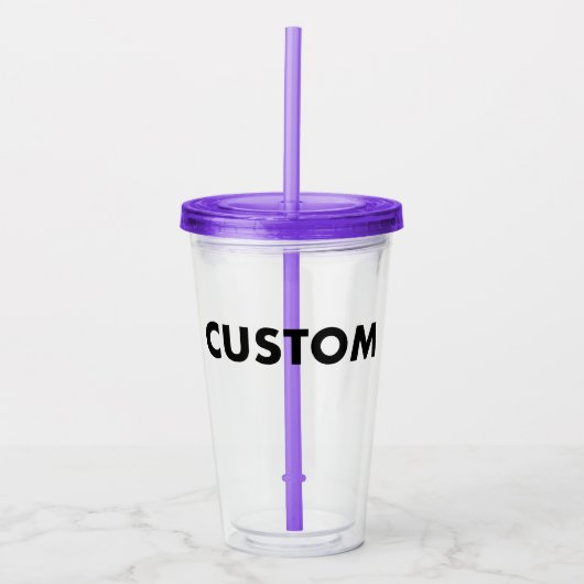 PURPLE Custom Acrylic Tumbler Blank w/ Lid & Straw Acryltrinkbecher (Vorderseite)