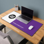 Purple | Custom Business Logo Name, Slogan Schreibtischunterlage<br><div class="desc">Create your own company workspace branded decoration with our ergonomic purple business Company Logo Desk Mat. This stylish, modern and professional desk mat allows you to personalize your boss, coworker or employee office in a unique way. Add corporate logo, name, profession, website, slogan, social media or any personalized text. A...</div>