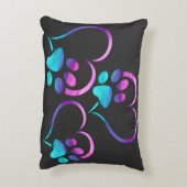 Purple Cyan Dog paw Print Heart  Dekokissen (Rückseite(Vertikal))