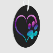 Purple Cyan Dog paw Print Heart Ornament (Vorderseite)