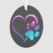 Purple Cyan Dog paw Print Heart Ornament (Vorderseite)