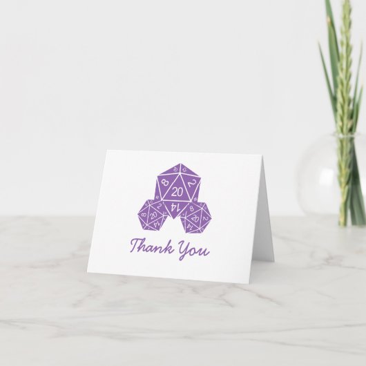 Purple D20 Dice Thank You Card Dankeskarte (Vorderseite)