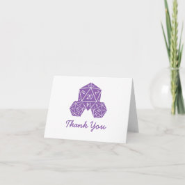 Purple D20 Dice Thank You Card Dankeskarte