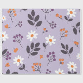 Purple Daisy Floral Pattern - Seamless Botanical  Geschenkpapier (Flach)