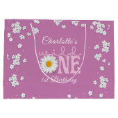 Purple Daisy Wild One 1st Birthday Große Geschenktüte (Rückseite)