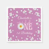 Purple Daisy Wild One 1st Birthday Paper Napkin Serviette (Vorderseite)