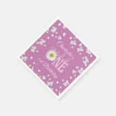 Purple Daisy Wild One 1st Birthday Paper Napkin Serviette (Ecke)